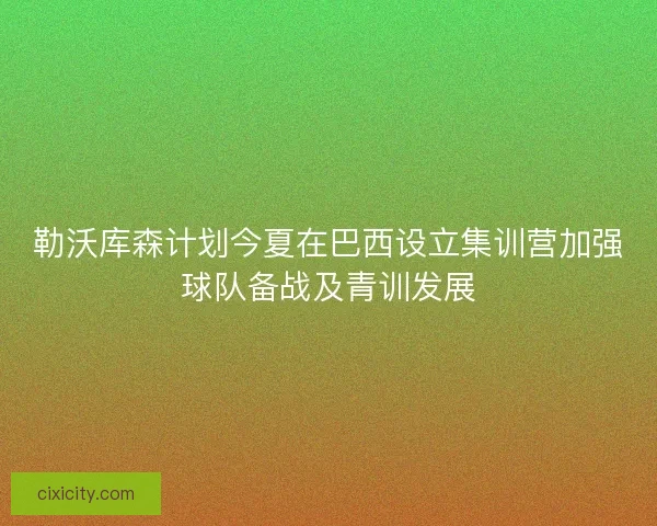 勒沃库森计划今夏在巴西设立集训营加强球队备战及青训发展