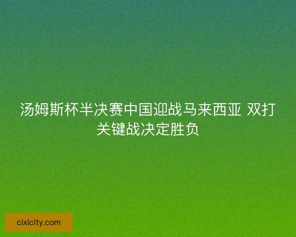 汤姆斯杯半决赛中国迎战马来西亚 双打关键战决定胜负