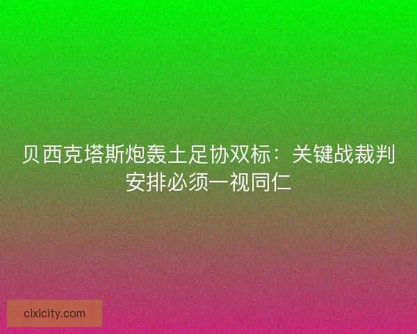 贝西克塔斯炮轰土足协双标：关键战裁判安排必须一视同仁